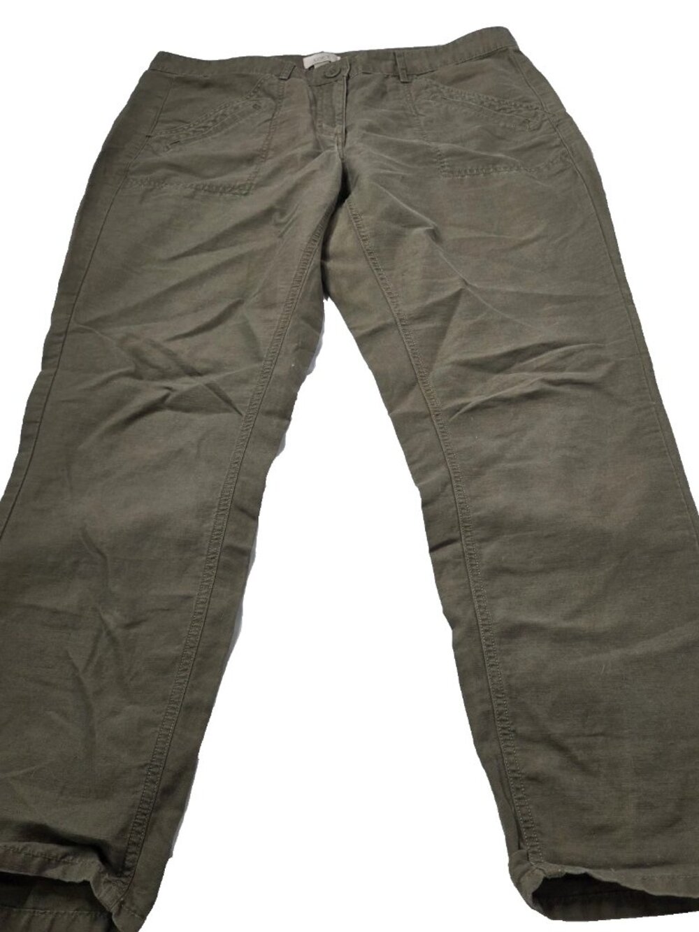 Loft Womens Size 12 Green Linen Cotton Pants Pockets